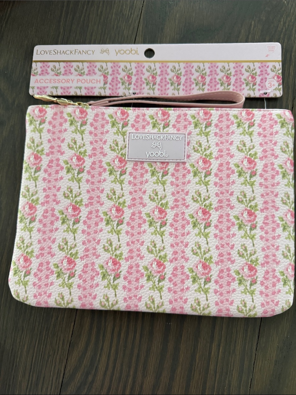 LoveShackFancy Yoobi Pink Green Floral Accessory Pouch